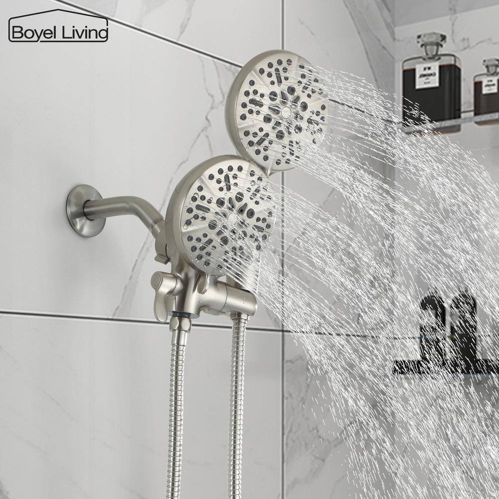 Brushed Nickel 5-Spray Dual Shower Head with Handheld