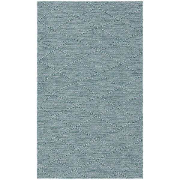 Nourison Practical Solutions Aqua 3 ft. x 5 ft. Diamond Contemporary Area Rug