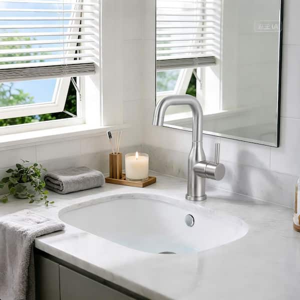 Single Handle Deck Mounted Bar Faucet Deckplate Not Included in Brushed Nickel