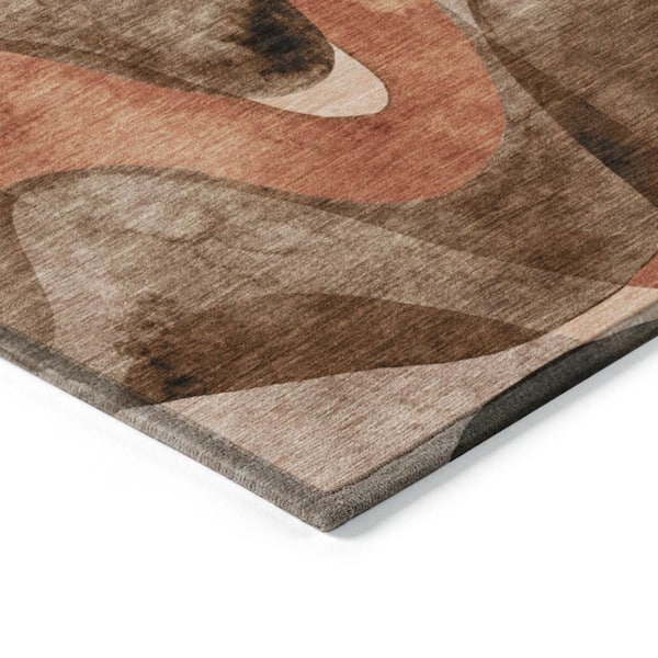 Chocolate 2 ft. x 8 ft. Woven Abstract Polyester Runner Indoor / Outdoor Area Rug