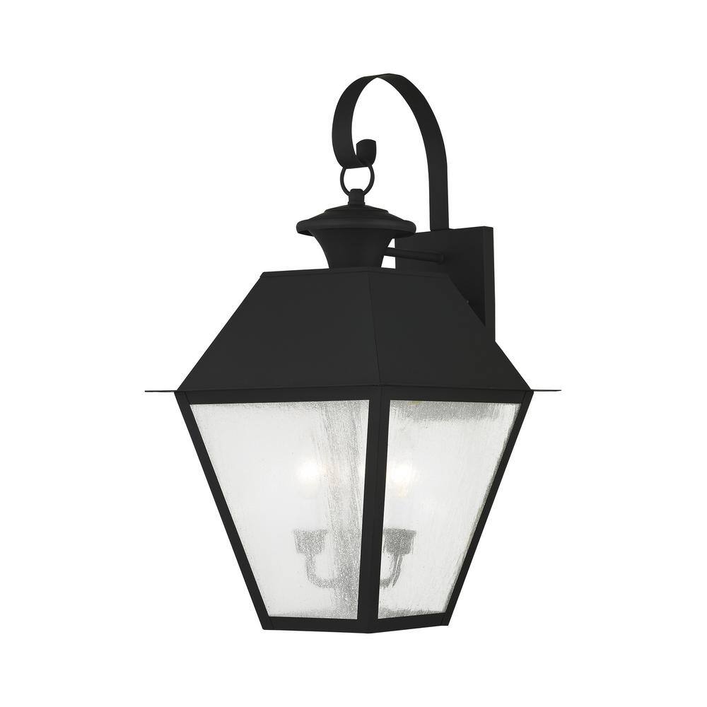 Elegant Mansfield Black Seeded Glass 3-Light Outdoor Wall Lantern