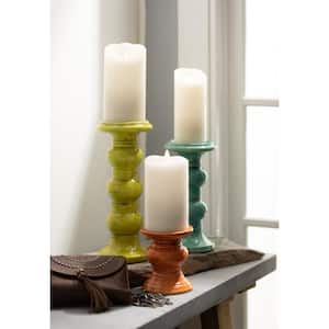 5", 10", and 12" Multicolor Ceramic Pillar Candle Holder (Set of 3)