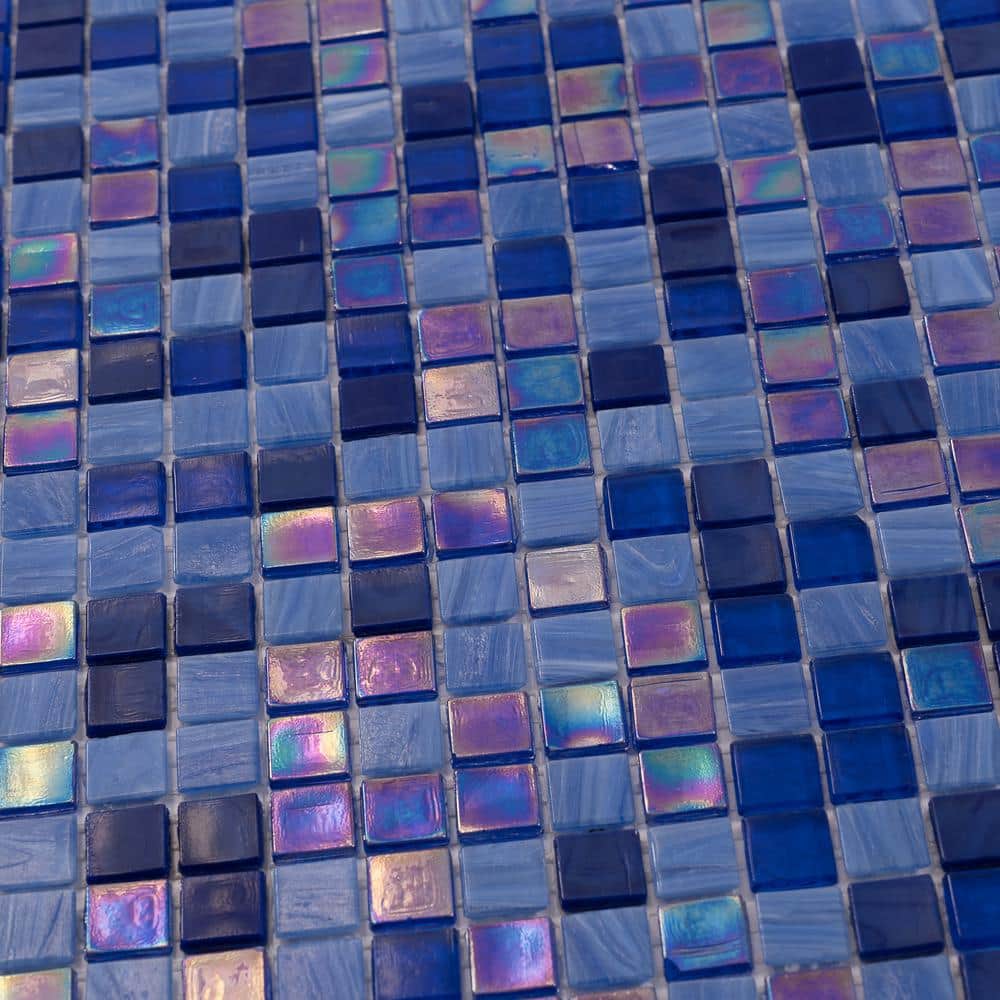 Mingles 11.6" x 11.6" Glossy Blue Glass Mosaic Tile