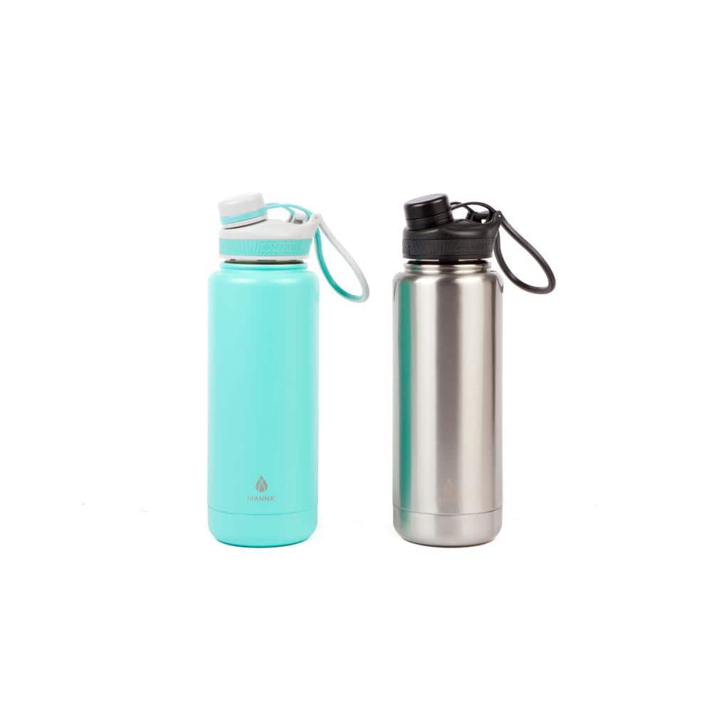 Manna Ranger Pro 40 oz. Teal Stainless and Mint Stainless Steel Vacuum Bottle (2-Pack), Teal/Stainless Steel -  HD20045