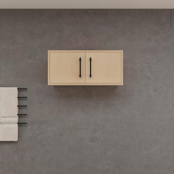 BV Better Vanity Victoria 29.7 in. W x 11.8 in. D x 13.78 in. H Brown Plywood Wall Overhead Floating Linen Cabinet in Yellow Oak