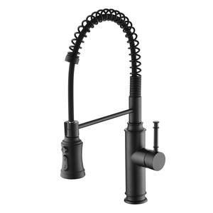 Spring Faucet Single Handle Pull Down Sprayer Kitchen Faucet with Advanced Spray in Matte Black