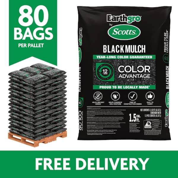 Black Mulch Pallet 120 cu. ft. Bulk Shredded Wood Mulch for Landscapes (Pallet of 80 1.5 cu. ft. Bags)