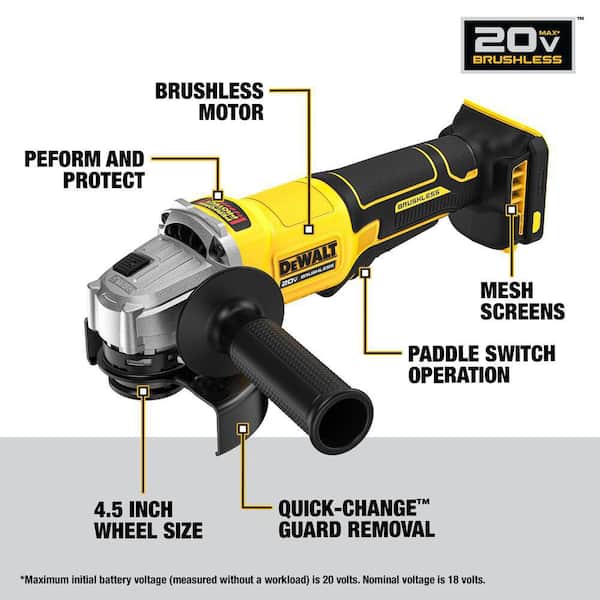 20V MAX Cordless Brushless 4-1/2 in. Angle Grinder with Paddle Switch (Tool Only)