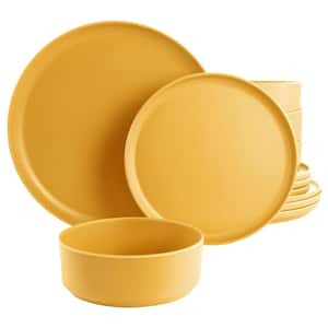 12 Piece In Yellow Round Melamine Dinnerware Set Canyon Crest