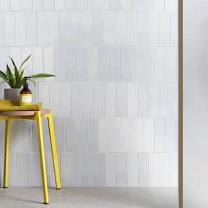 Vibe Milk White 2.36 in. x 7.87 in. Glossy Lava Stone Cement Subway Wall Tile (3.88 sq. ft./Case)