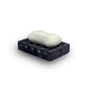 Basalt Stone soap Dish and Holder with Gripper Drainage Design, Bathroom and Kitchen Accessory in Black