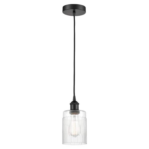 Innovations Hadley 60-Watt 1-Light Matte Black Standard Mini Pendant Light with Clear Glass Shade, No Bulbs Included