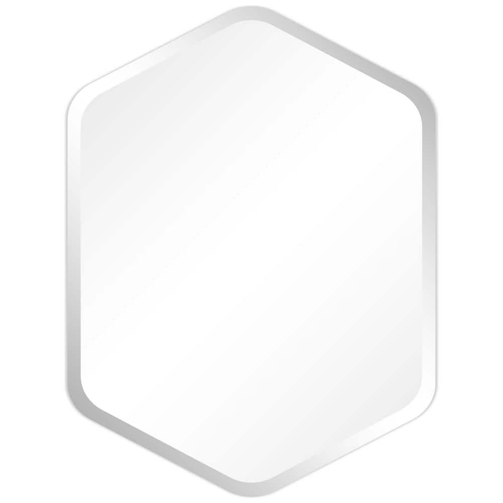 Frameless Beveled Hexagonal Bathroom Wall Mirror 24" x 32"