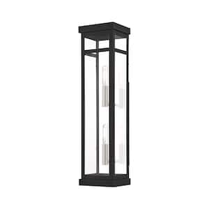 Wessex 22 in. 2-Light Black Outdoor Hardwired Wall Lantern Sconce with No Bulbs Included
