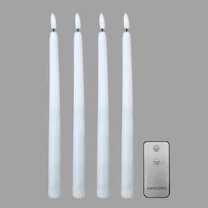White Battery Operated Wick Flame Taper Candles (Set of 4)