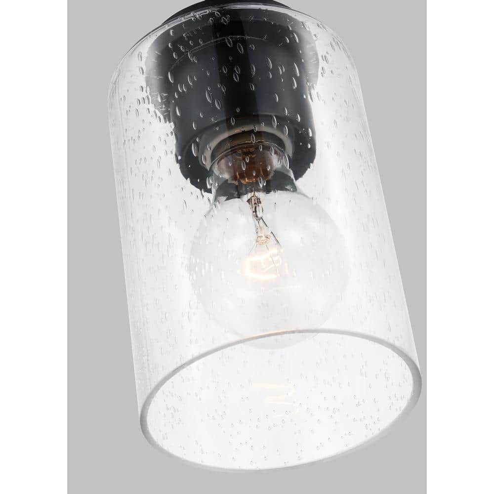Oslo Midnight Black Mini-Pendant with Clear Seeded Glass