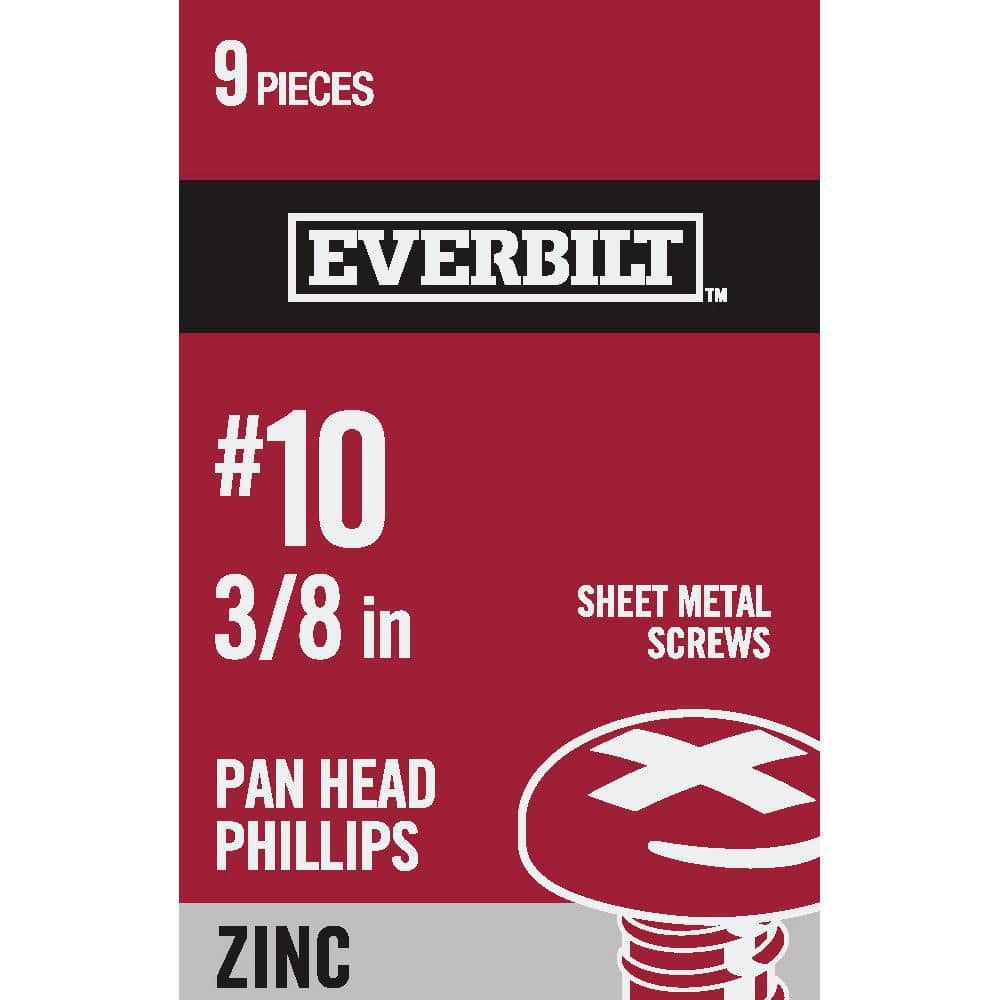 Everbilt #10 x 3/8 in. Phillips Pan Head Zinc Plated Sheet Metal Screw (9- Pack) 806451 - The Home Depot