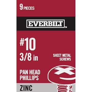 #10 x 3/8 in. Zinc Plated Phillips Pan Head Sheet Metal Screw (9-Pack)