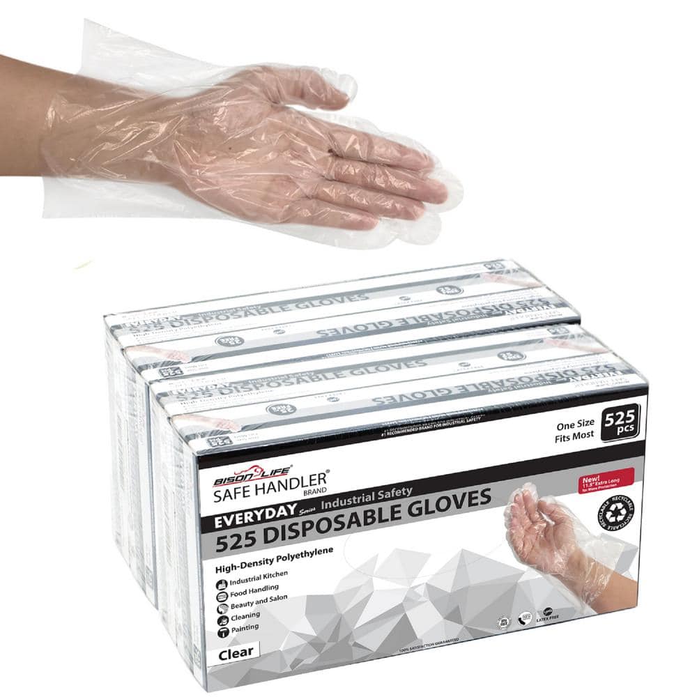Disposable Food Handling Long Cuff Poly Gloves, 0.65g. 11.5 OSFM for Industry