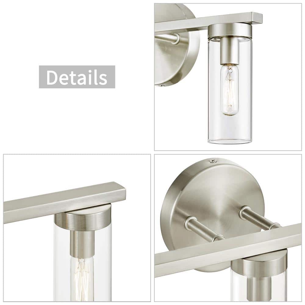 Brushed Nickel 3-Light Dimmable Cylinder Vanity Light