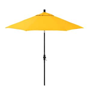 9 ft. Stone Black Aluminum Market Patio Umbrella with Crank Lift and Collar Tilt in Dandelion Pacifica Premium