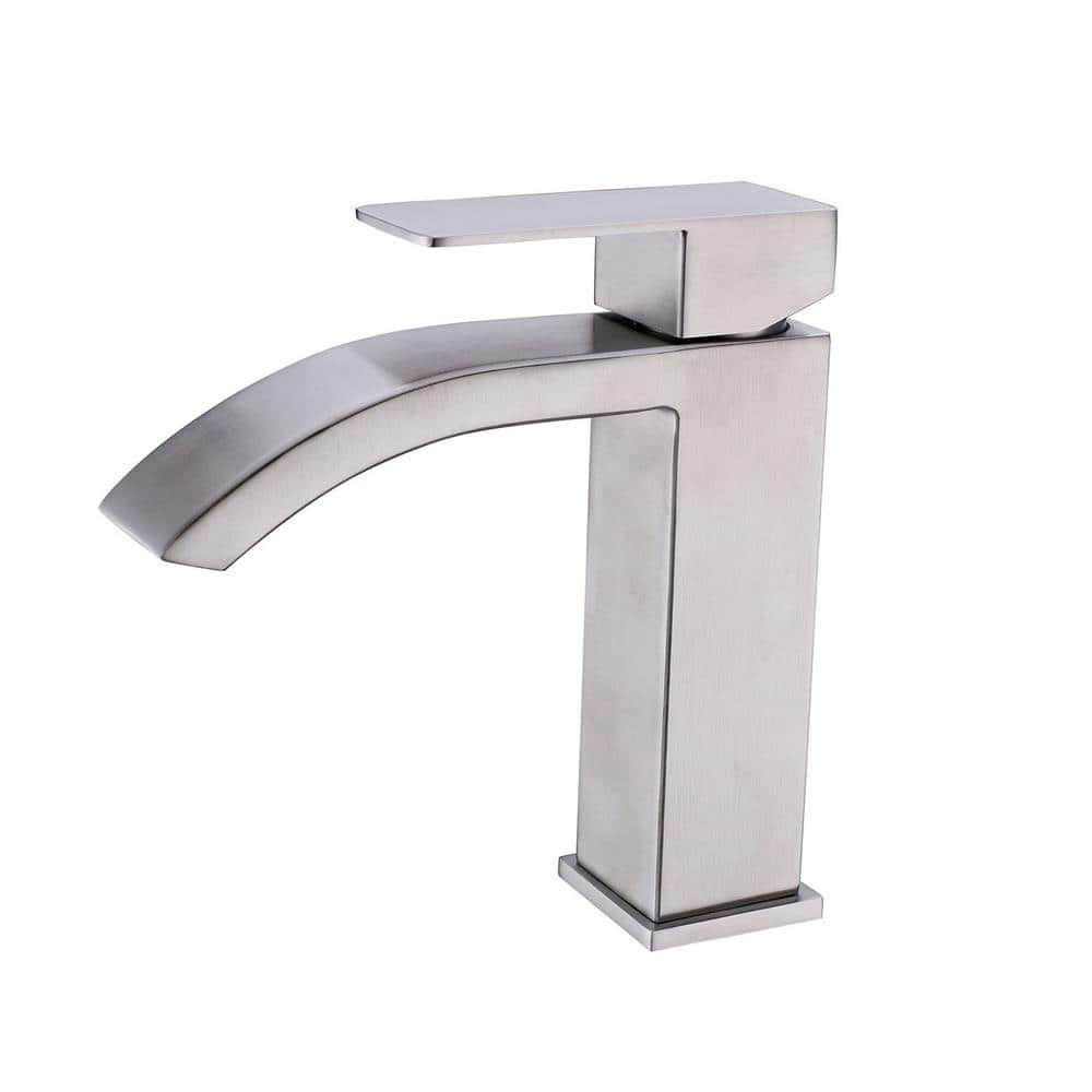 Single-Handle Single Hole Bathroom Faucet in Brushed Nickel
