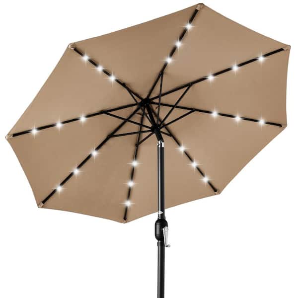 Best Choice Products 10 ft. Market Solar LED Lighted Tilt Patio Umbrella w/UV-Resistant Fabric in Tan