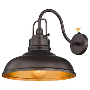 17.7 in. Outdoor Hardwired Dusk to Dawn Oil Rubbed Bronze Finish Gooseneck Barn Light Sconce for Porch Warehouse Kitchen
