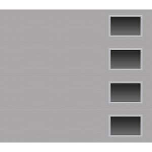 Modern Steel 8 ft. X 7 ft. 18.4 R-Value Insulated Matte Lustra Silver Garage Door with Windows