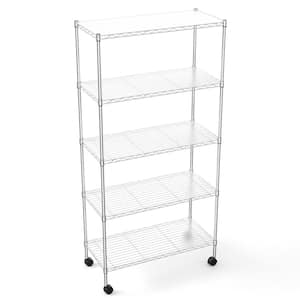 5 Tier Wire Shelving Unit, Heavy-Duty Metal Large Storage Shelves Height Adjustable for Garage Kitchen Office, Chrome