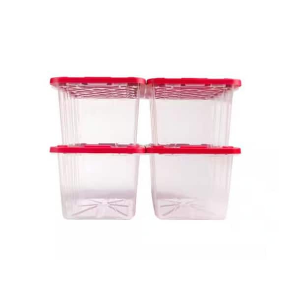 27 Gal. Tough Storage Tote in Clear with Red Lid (4-Pack)