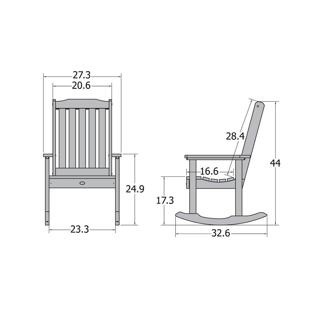 Weathered Acorn 28"x44" Ultra-Durable Rocking Chair in Synthetic Wood