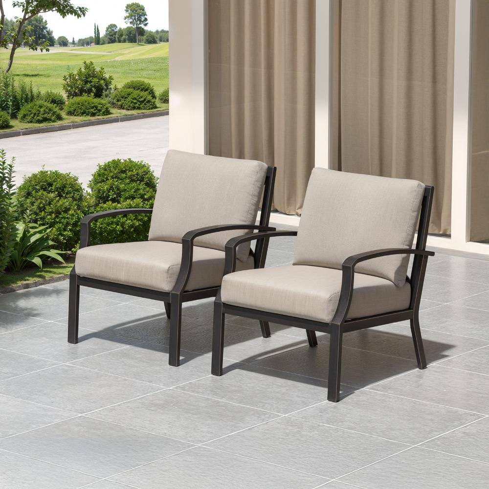 Dark Antique Bronze 2-Piece Aluminum Outdoor Sofa Chair with Light Taupe Cushions price history on PriceWatchPro