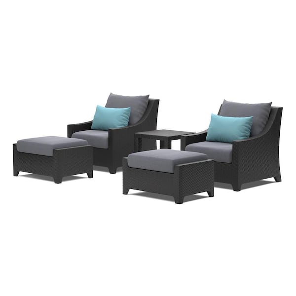 RST BRANDS Deco 5-Piece Wicker Patio Conversation Set with Gray Cushions