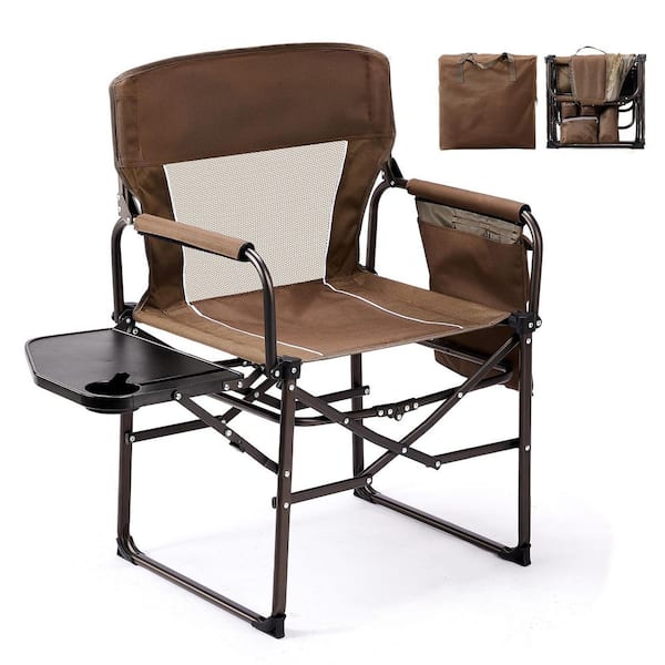 Brown Metal Folding Beach Chair (Set of 1)