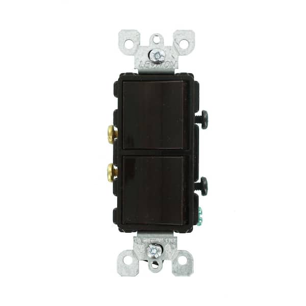 Leviton 15 Amp Decora Residential Grade Combination Two Single Pole Switches, Brown 5634