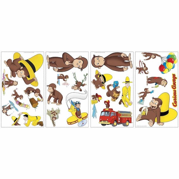 RoomMates 5 in. x 11.5 in. Curious George 24-Piece Peel and Stick Wall Decals