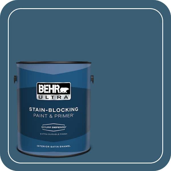 BEHR ULTRA 1 gal. #S490-7 Superior Blue Extra Durable Satin Enamel Interior Paint & Primer