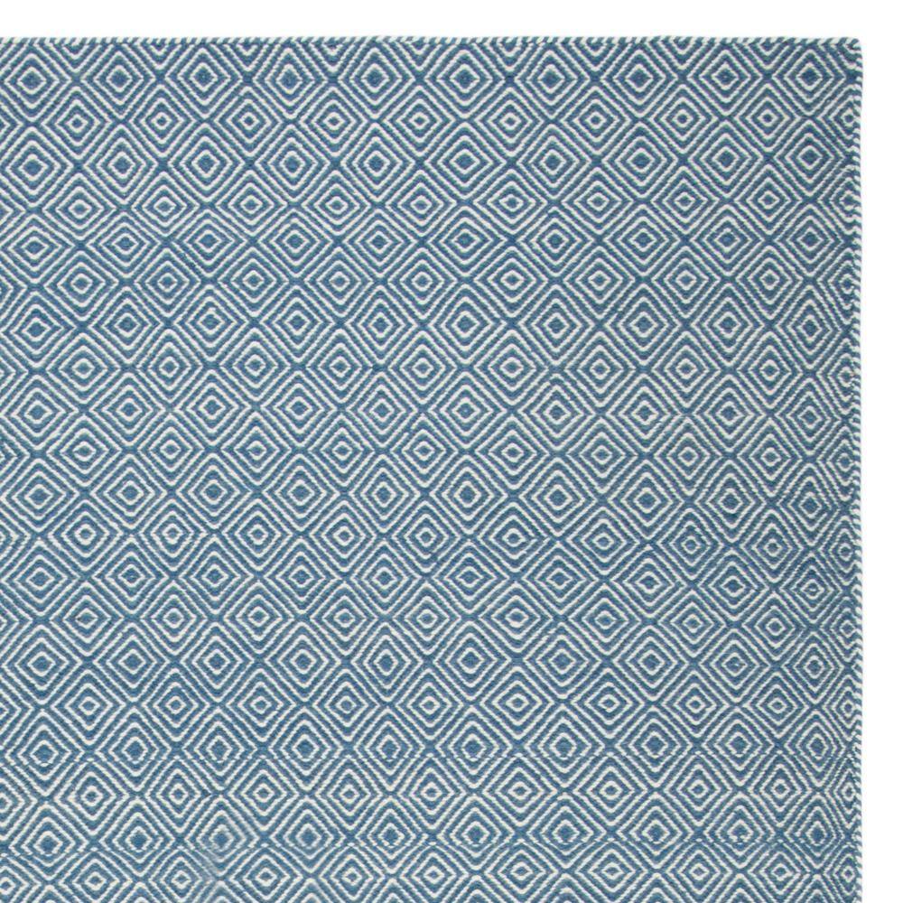 Handwoven Diamond Oasis 9' x 12' Blue/Ivory Wool Area Rug
