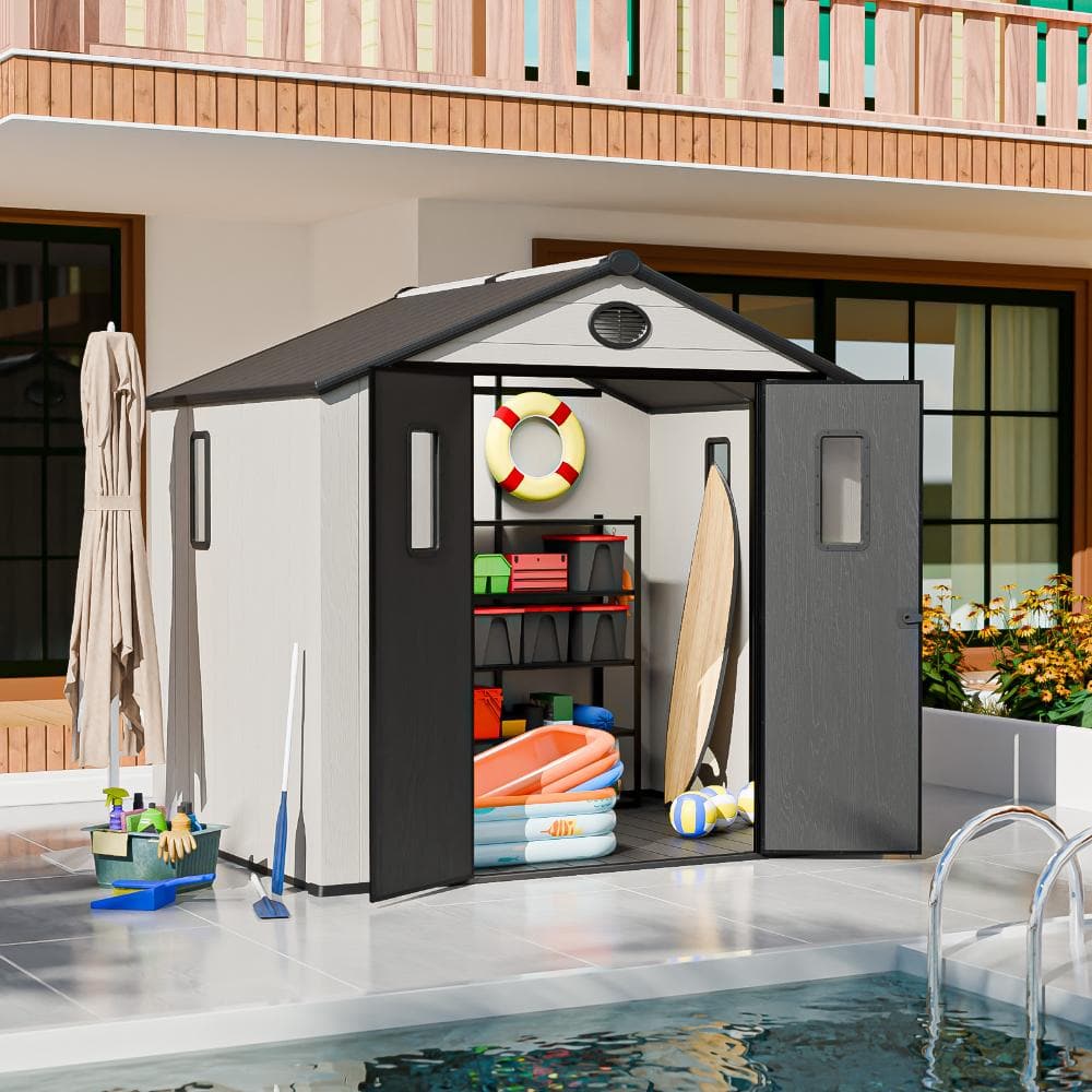 EAGLE PEAK 8x6ft Resin Outdoor Storage Shed, Heavy-Duty Garden