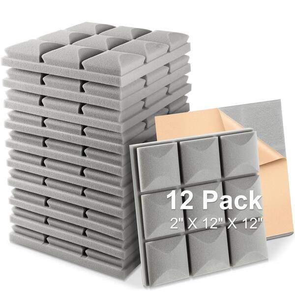 Wintcomfort 2-Pack Self-Adhesive Acoustic Foam Panels - 12" X 71" Each, 11.8 Sq Ft Total, For Soundproofing & Heat Insulation