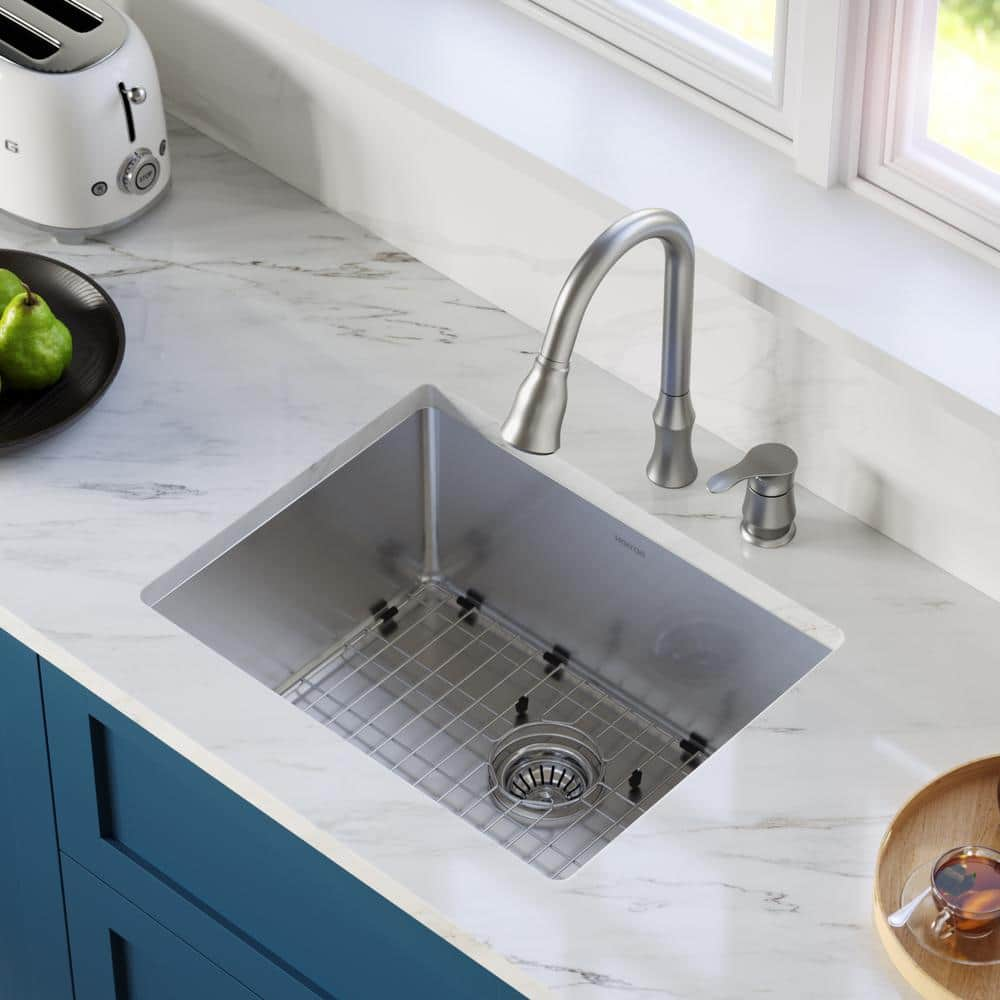 Karran EL-73 Stainless Steel 23 in. Single Bowl Undermount Kitchen Sink ...