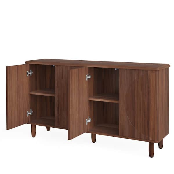 Ahlivia Brown Engineered Wood 59.4 in. Buffet Cabinet Sideboard with Shelves