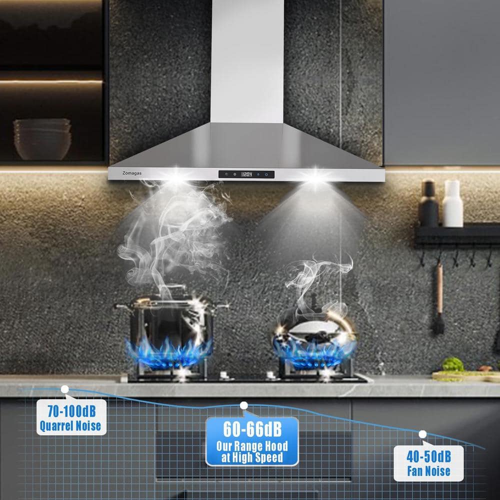 30-Inch Stainless Steel Wall Mounted Range Hood with Touch Control