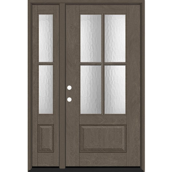 Steves & Sons Regency 53 in. x 80 in. 3/4Lite 4SDL Oasis Deco Glass RHIS Prefinish Ashwood Fiberglass Prehung Front Door w/1_ 14inSL