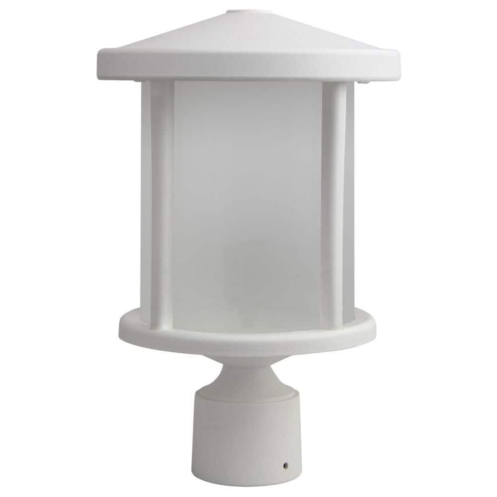 Artisan Round 1-Light White Hardwired Outdoor Weather Resistant Plastic Post Light with Frosted Diffuser 3000K LED price history on PriceWatchPro