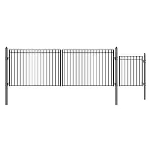 ALEKO 23 ft. x 6 ft. Black Steel Dual Swing Driveway Gate Madrid Style ...