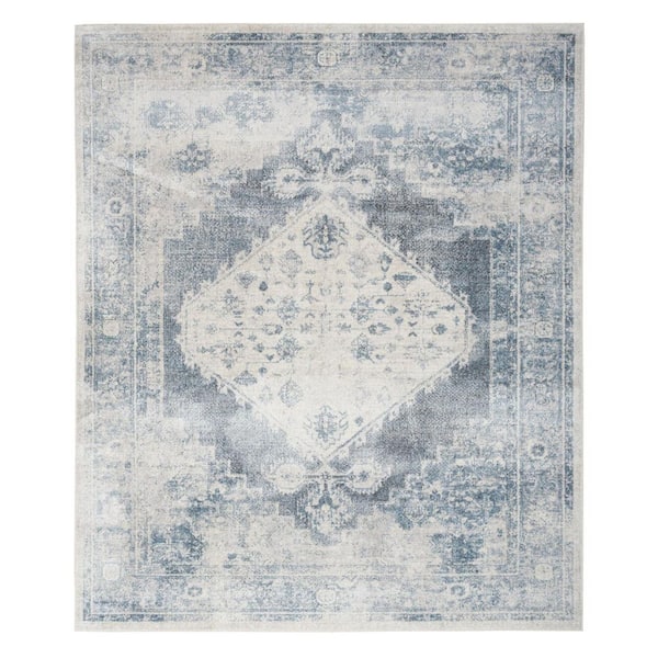 2 ft. x 10 ft. Blue Oriental Washable Area Rug Runner Rug