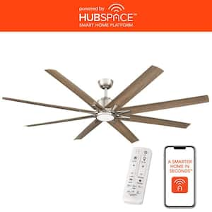 Kensgrove II 72 in. Smart Indoor/Outdoor Brushed Nickel Ceiling Fan with Remote Included Powered by Hubspace