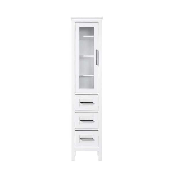 16 in. W x 18 in. D x 72 in. H White Freestanding Linen Cabinet